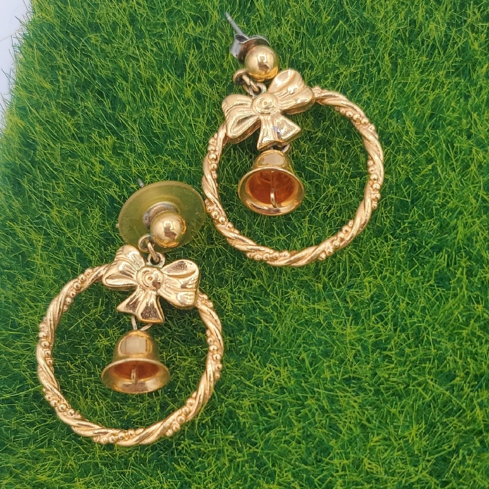 Ribbons And Bells Hoop Earrings E1025